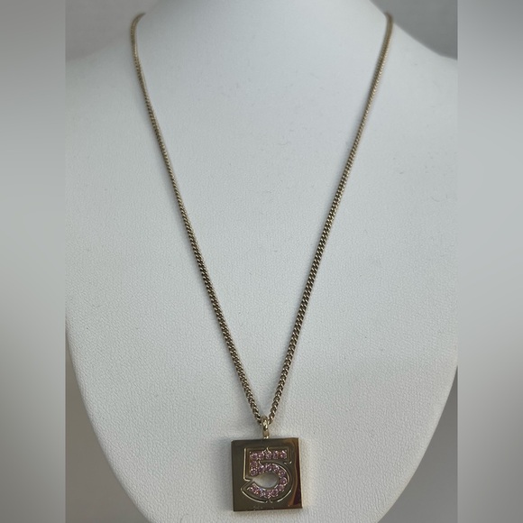 Chanel Rhinestone No.5 Square Necklace - Picture 1 of 10